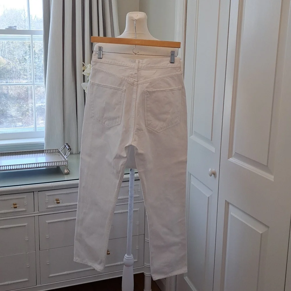 Agolde Los Angeles‎ Womens Lana 100% Cotton Frayed White Straight Ankle Jeans 29 - Picture 2 of 8